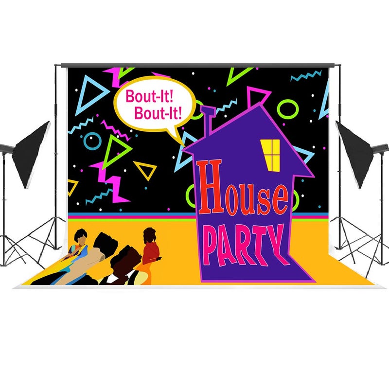 LoveInM 90s House Family Party Photo Backdrop Bounce House Theme Birthday Background Party Decorations Throwback Party Decorations Photo Booth Props - Image 4